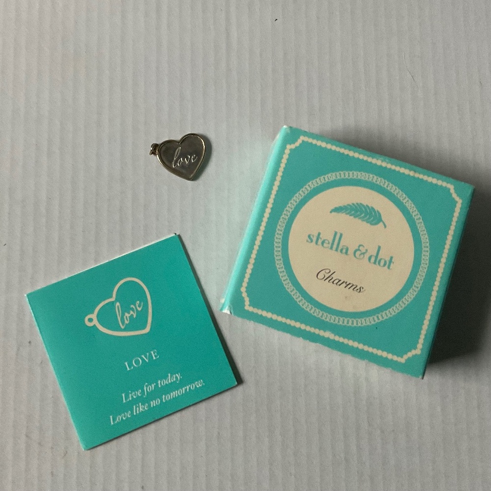 script sterling silver Heart Love charm with box